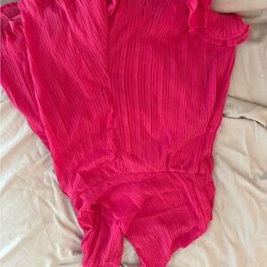 Vibrant Pink Pleated Romper
